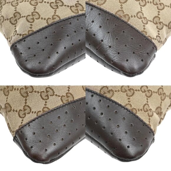 GUCCI Logo GG Pattern Crossbody Shoulder Bag Canvas Leather Brown SHW - Picture 10 of 16